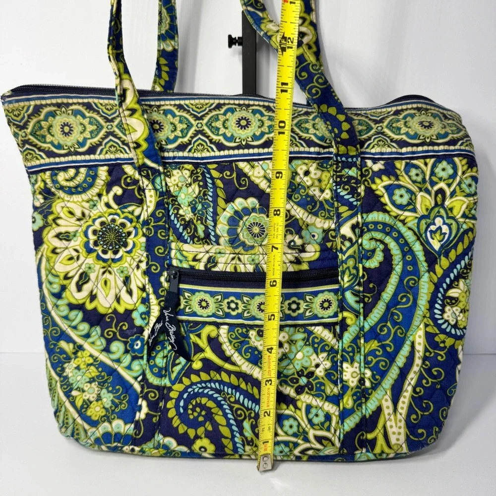 Vera Bradley Rhythm‎ and Blues Green Paisley Quilted Cotton Tote Shoulder Bag